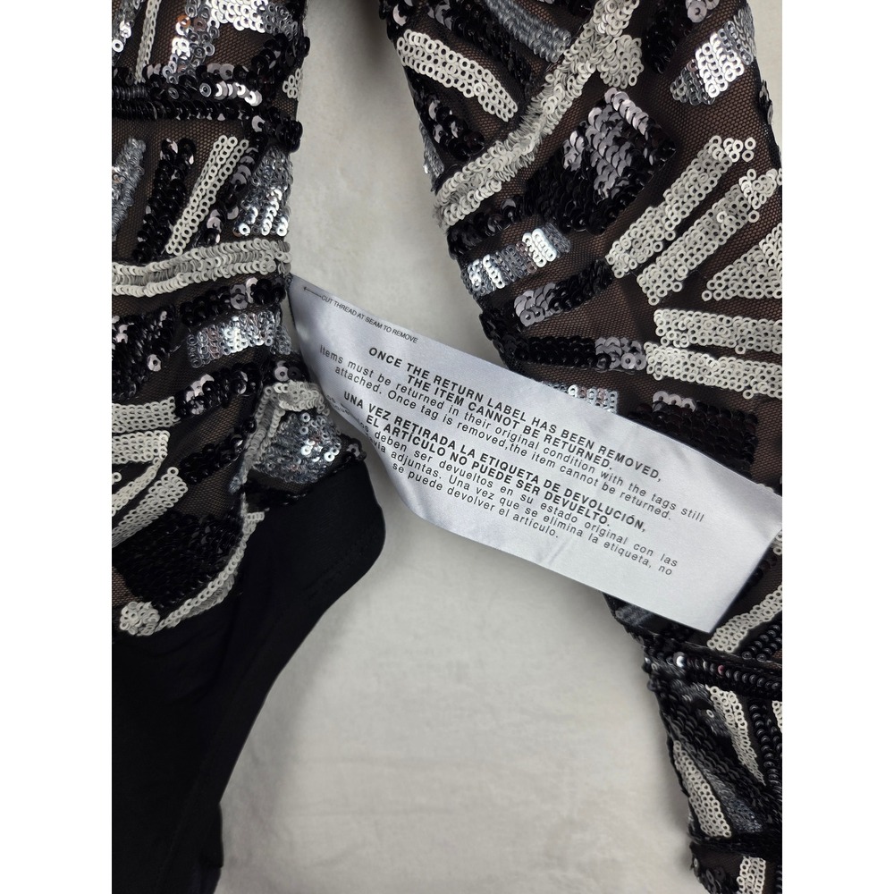 NWT‎ Dress The Population Leia Geometric Sequin Long Sleeve Bodysuit size XXS - Picture 8 of 9